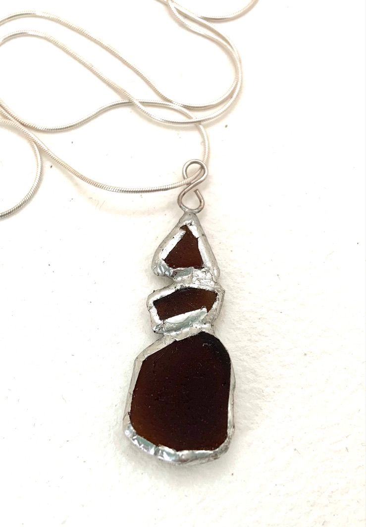 Ocean Breeze Stacked Sea Glass Pendant