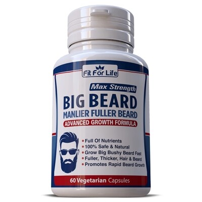 Big Beard Manlier Fuller Beard Bushy Hair Growth Herbal Vitamins 60 x Capsules