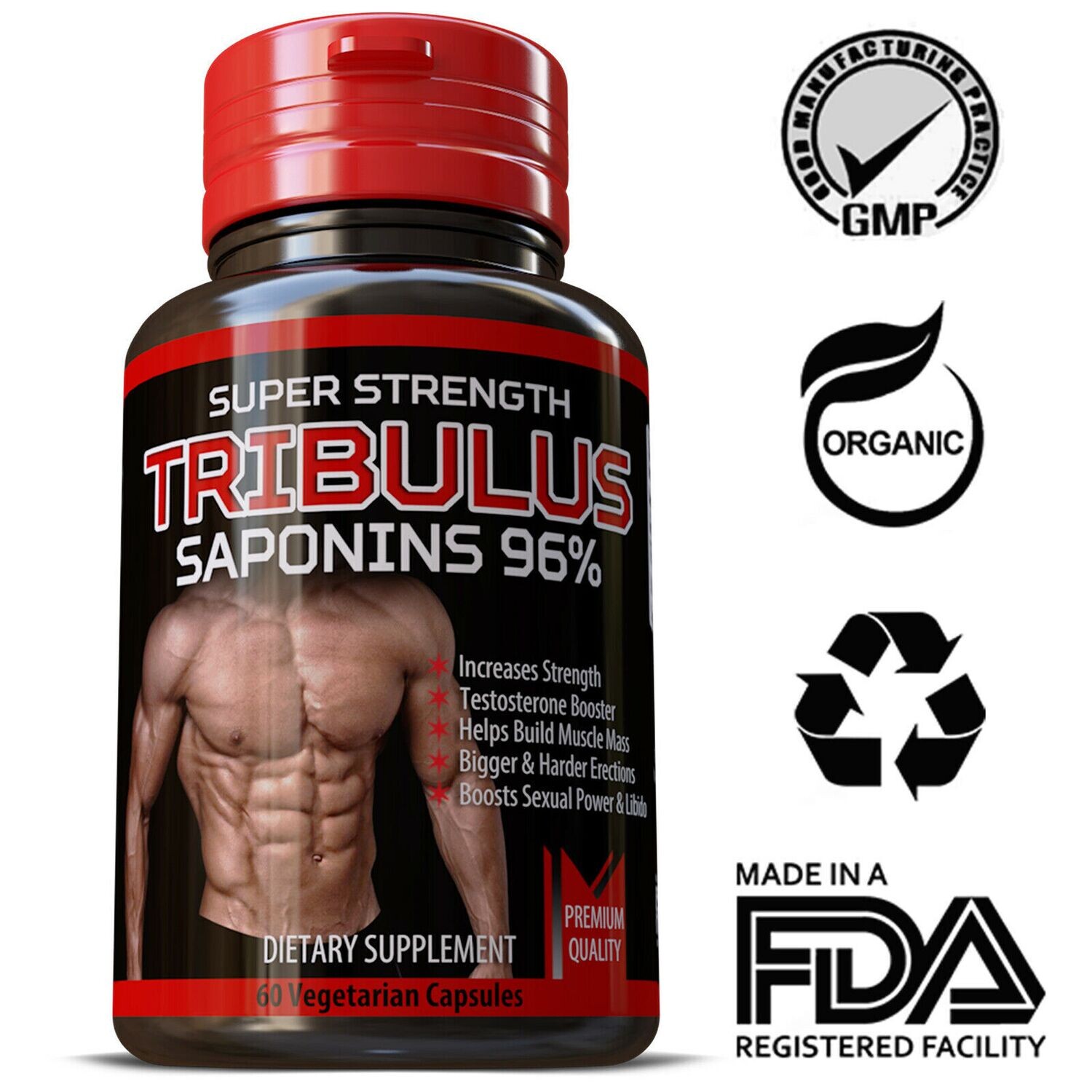 Tribulus Terrestris Saponin 96% Strong Extract 15:1 Bodybuilding Weight Training 60 x Capsules​