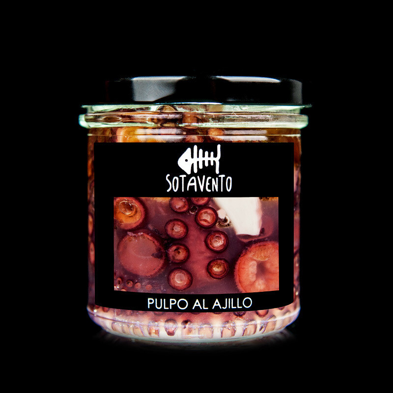 Pulpo de las Rías Gallegas al ajillo con Aceite de Oliva Virgen Extra (AOVE) - Sotavento Conservas Artesanas