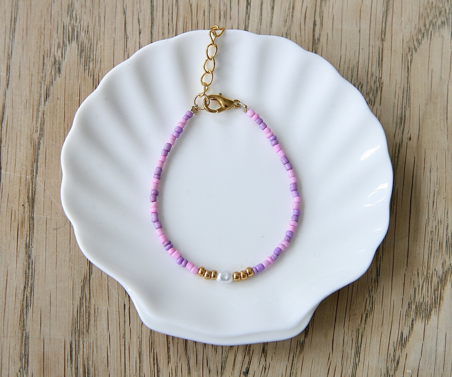 paars-roze parel armband