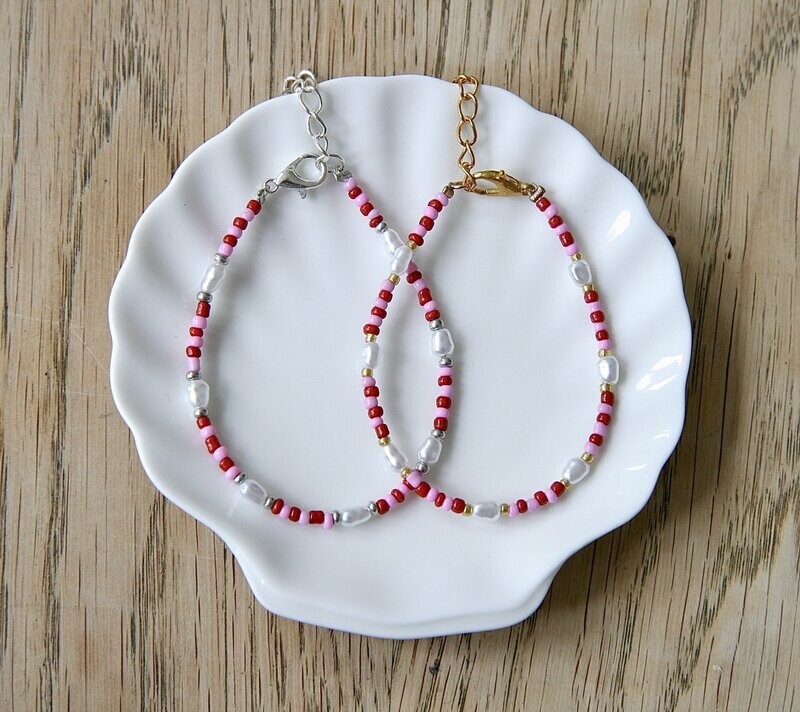 rood-roze parel armband