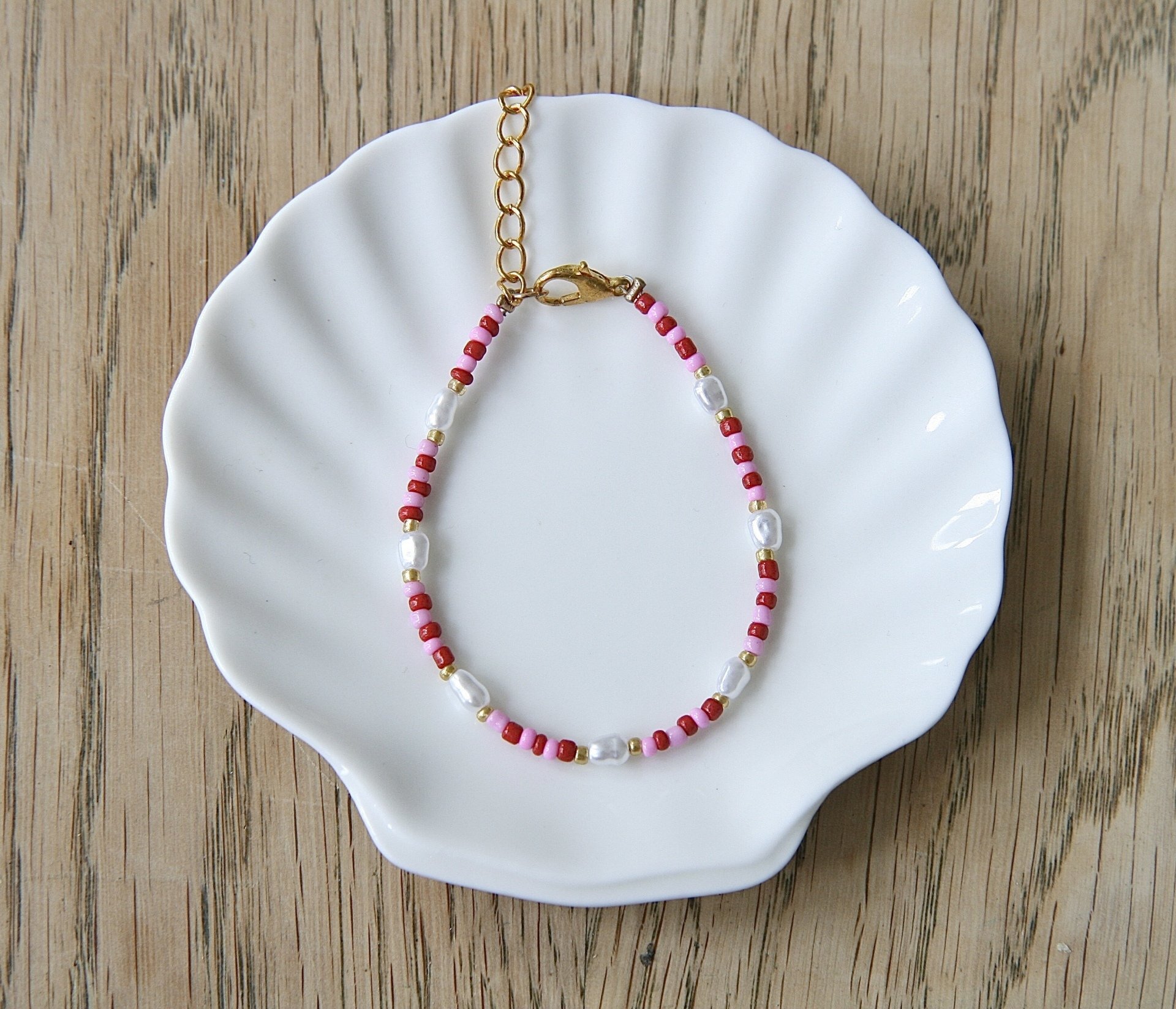 rood-roze parel armband