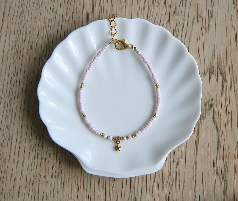 roze-witte ster armband