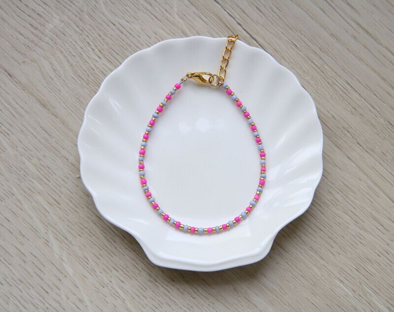 blauw, roze, goud armbandje