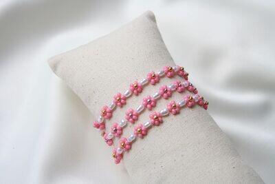 roze bloemen armband
