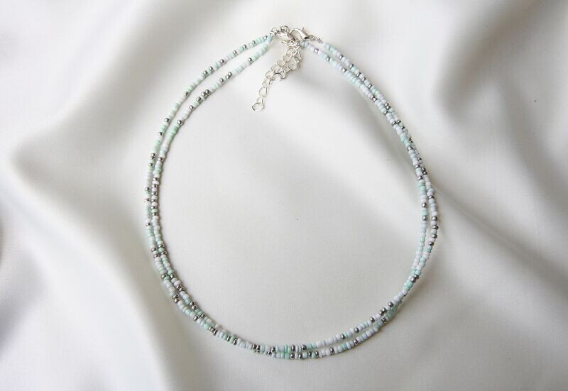 groen-zilver-witte ketting