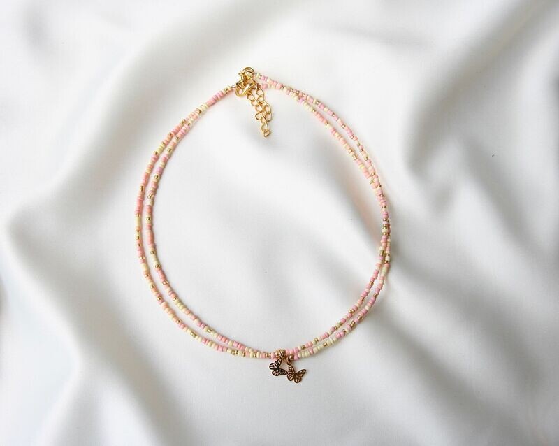 oranje-gele vlinder ketting