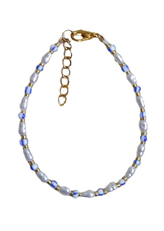 blauw-witte parelarmband