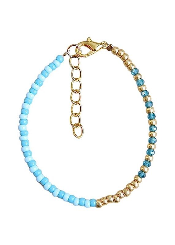blauw-goud glazen armband