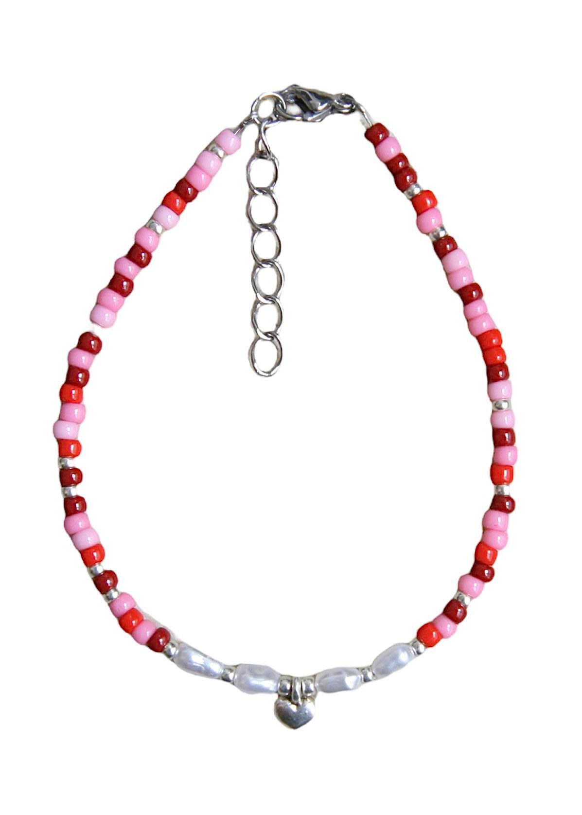 rood-roze hartjes armband