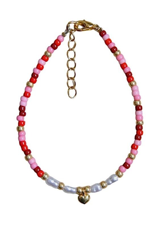 rood-roze hartjes armband