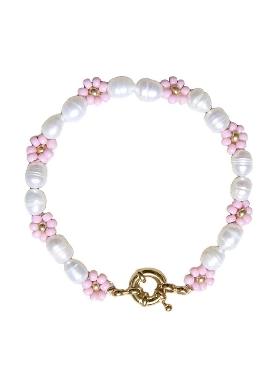 roze madelief armband