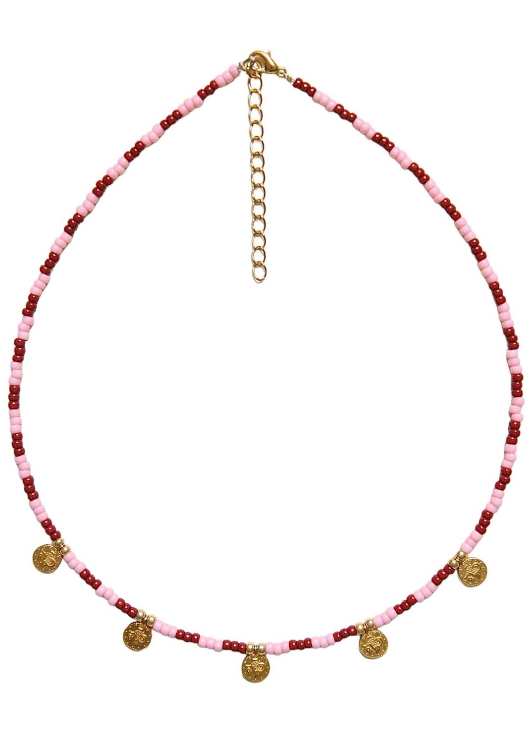 rood-roze muntjes ketting