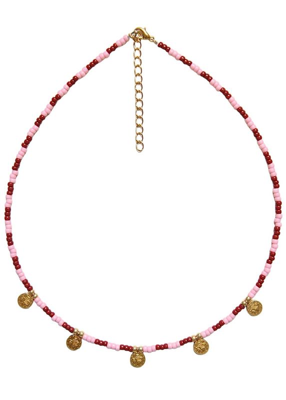 rood-roze muntjes ketting