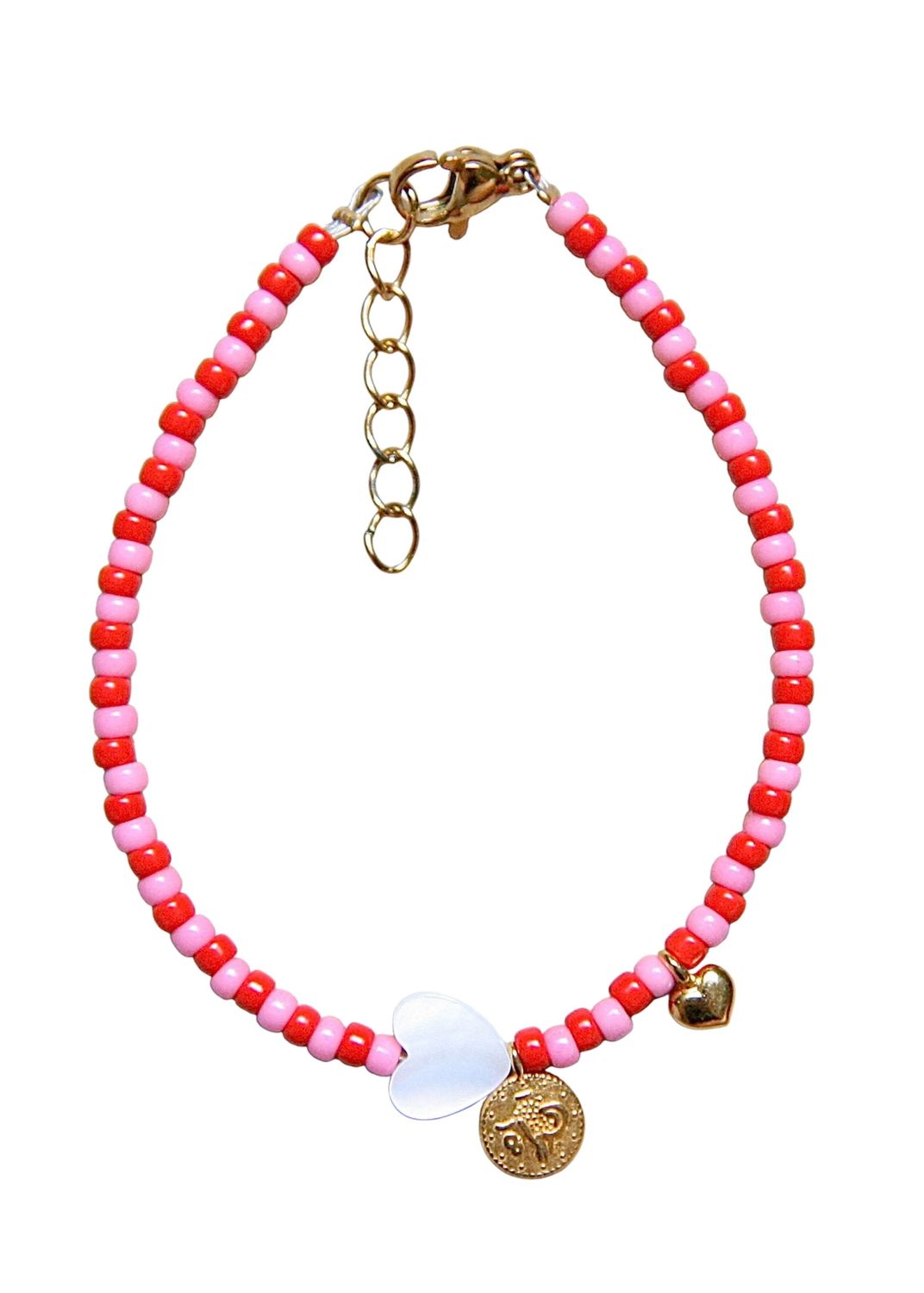 roze hart armband