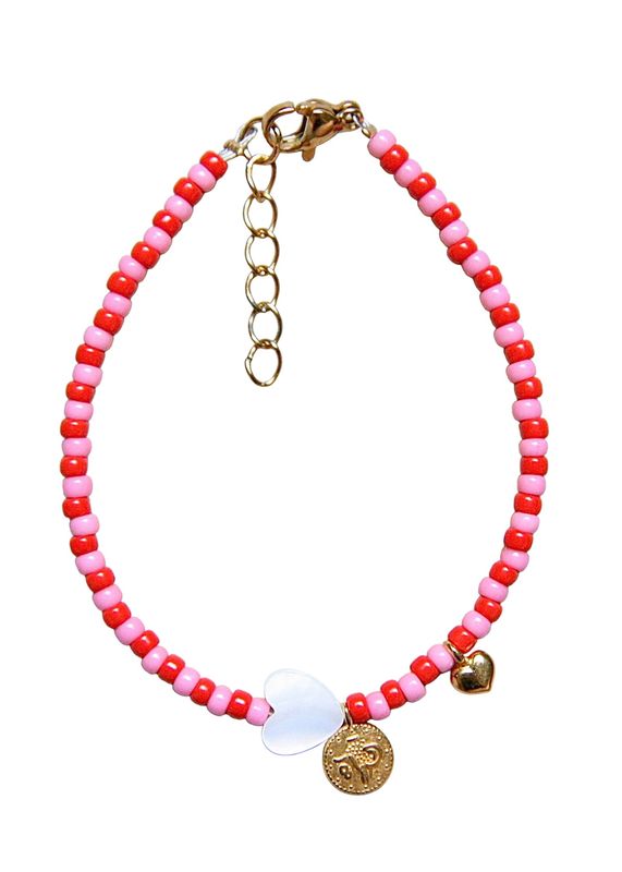 roze hart armband