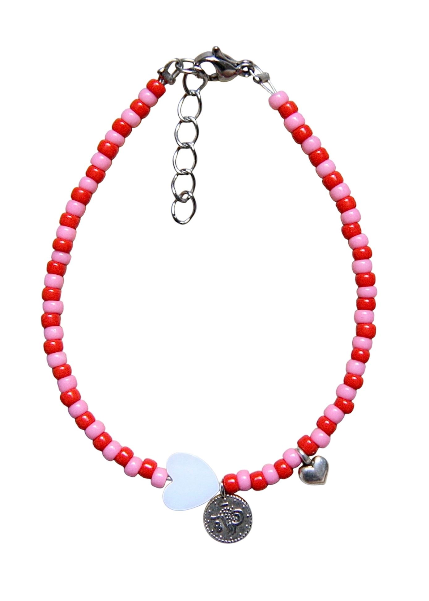roze hart armband