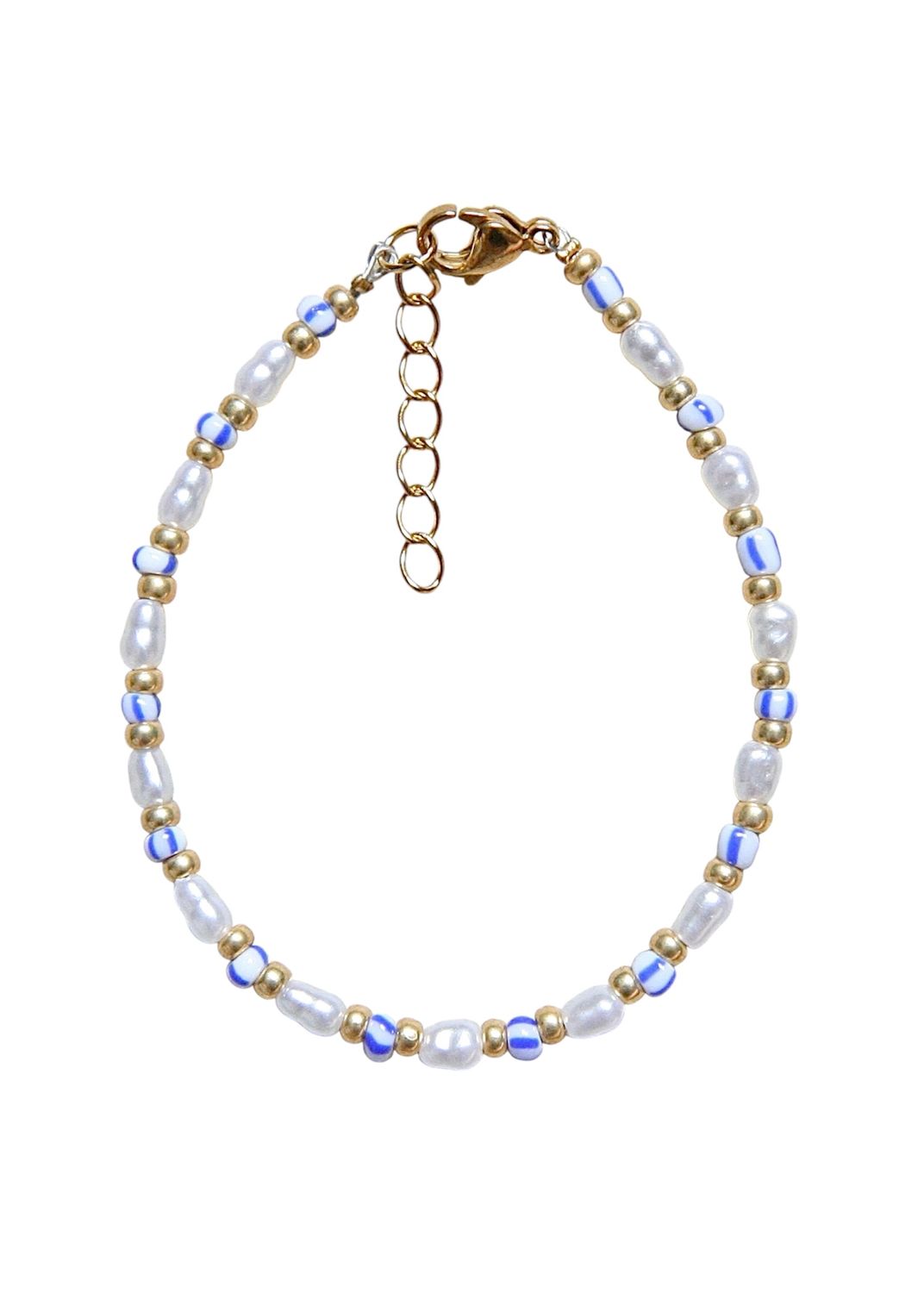 blauw-witte parelarmband