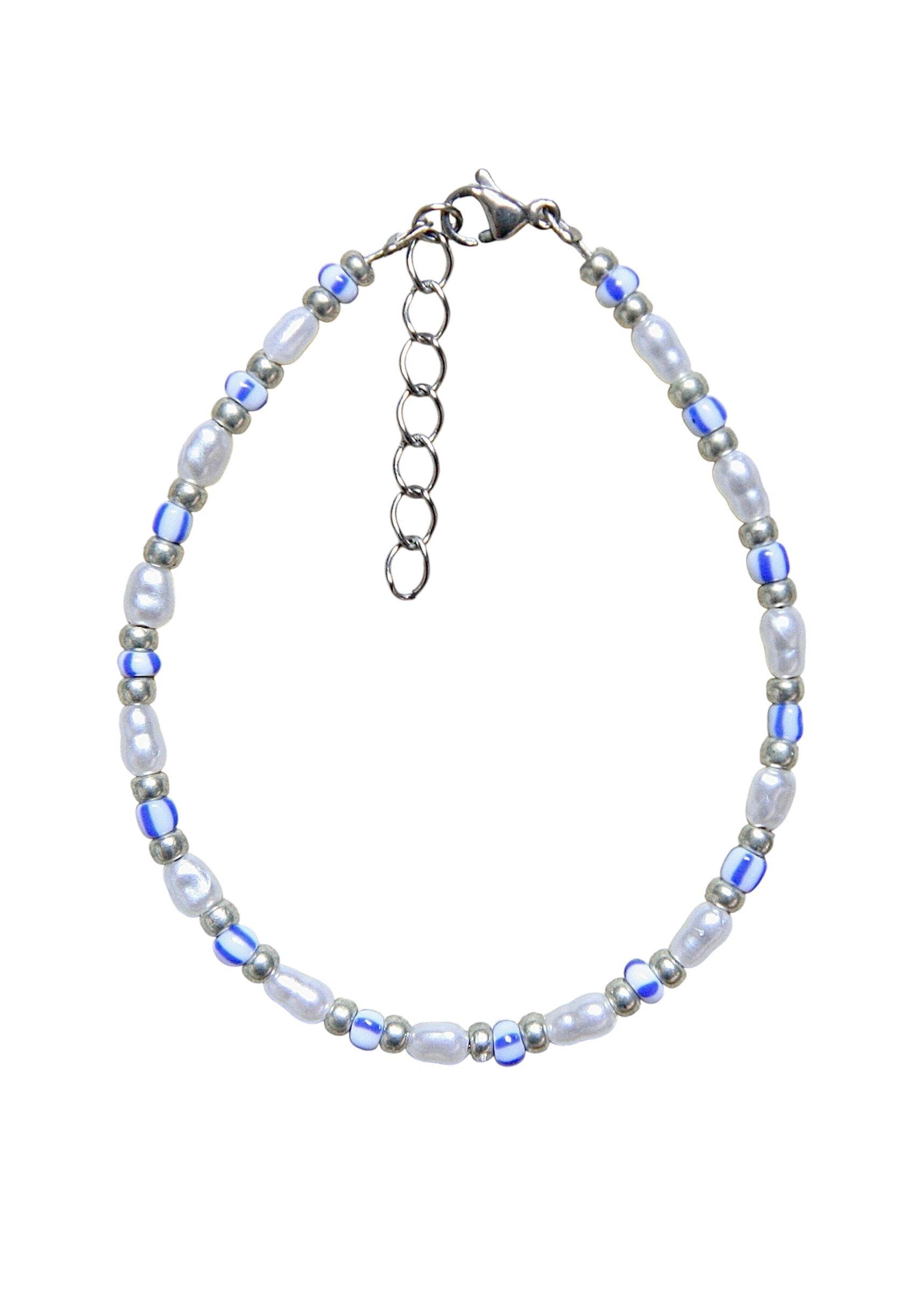 blauw-witte parelarmband