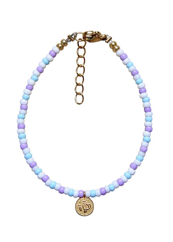 blauw-paars-witte munt armband