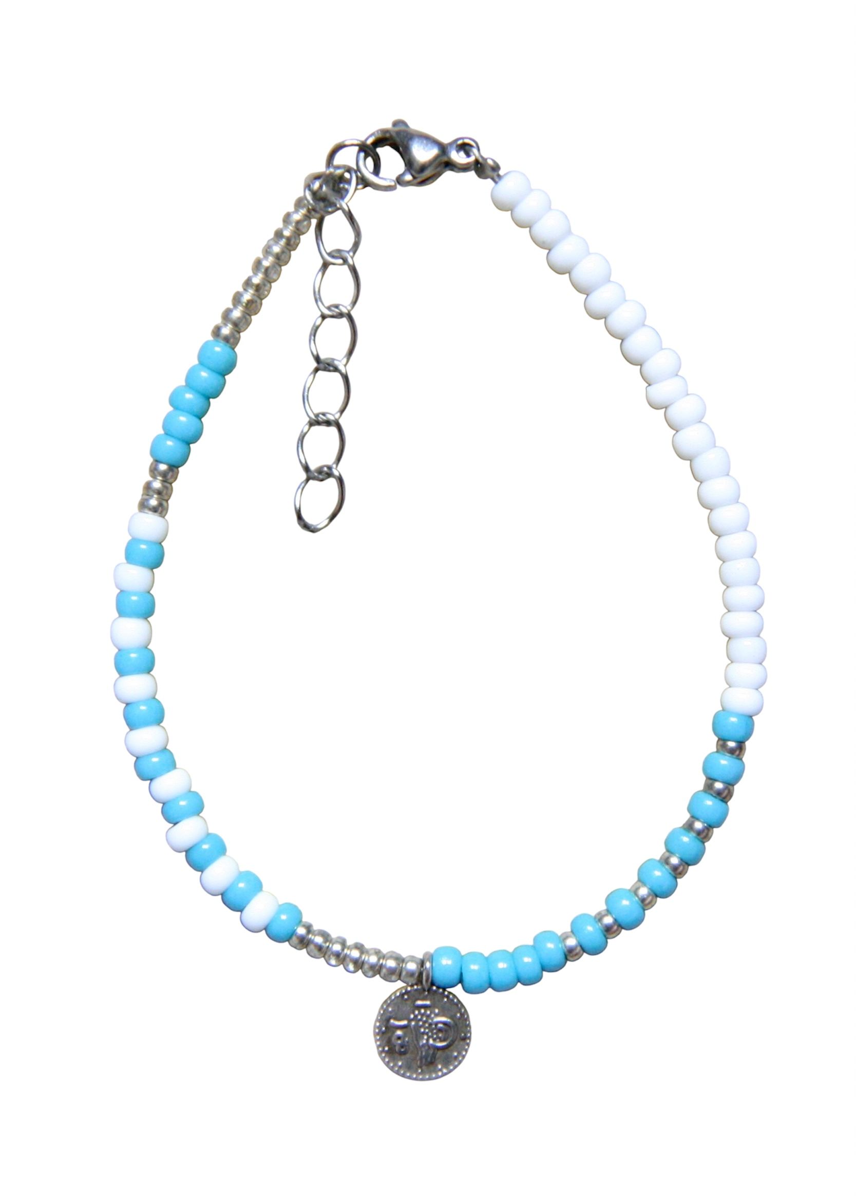 blauw-witte munt armband