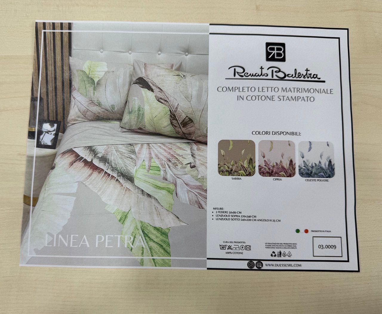 LENZUOLA MATRIMONIALE RENATO BALESTRA PETRA