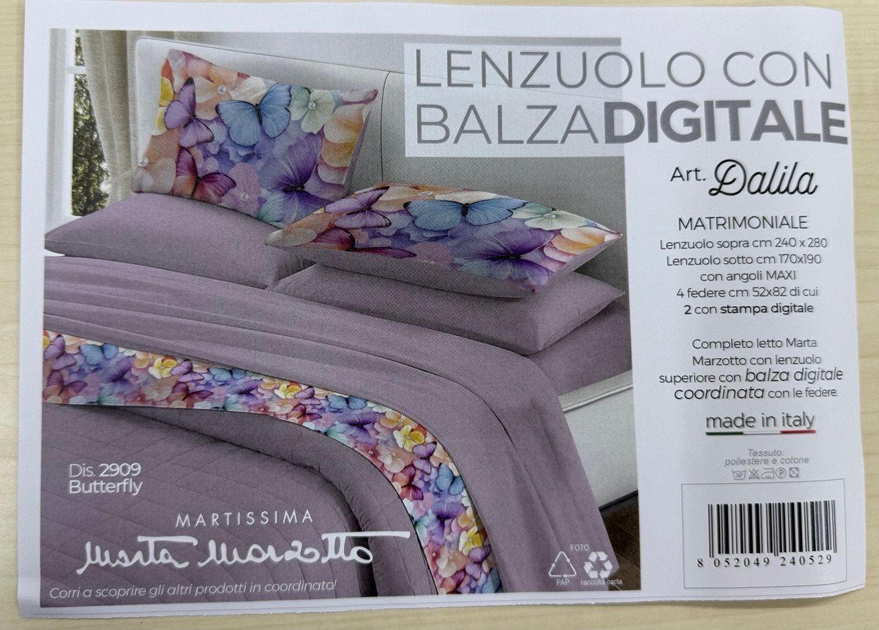 LENZUOLA MATRIMONIALE MARTA MARZOTTO BUTTERFLY