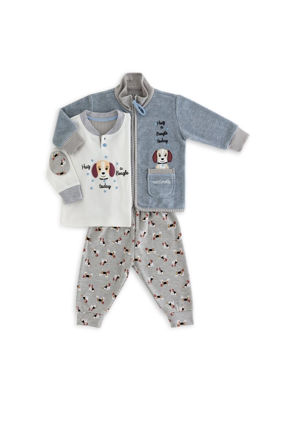 PIGIAMA 3 PEZZI NEONATO PIGIAMA 3 PEZZI NEONATO, Taglia: 9 mesi, Colore: Grigio melange