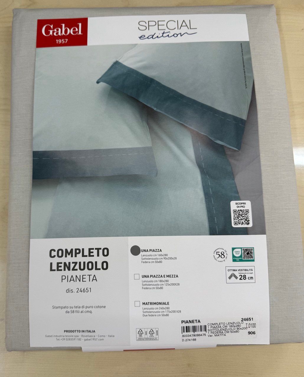 COMPLETO LENZUOLA PIANETA GABEL