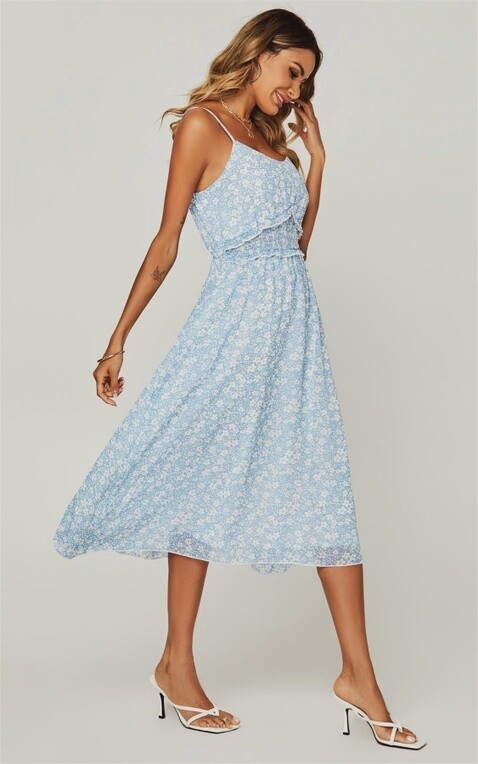 Summer Flora Print Frill Trim Dress