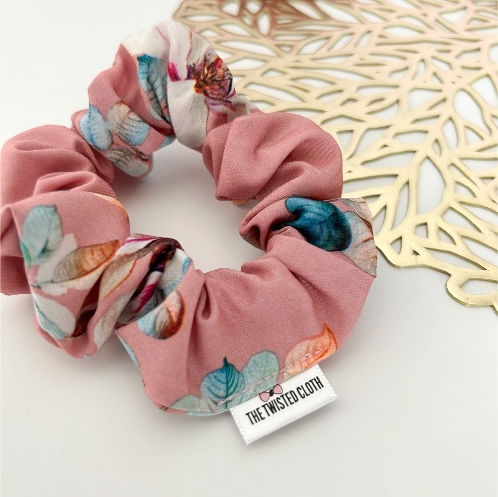 Small Dusty Pink Floral Scrunchie
