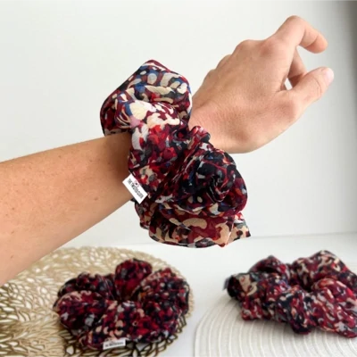Xxl Maroon Camo Chiffon Scrunchie