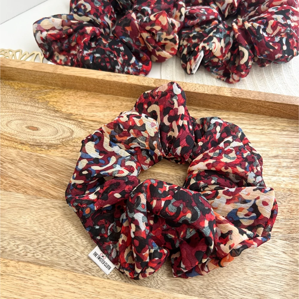 Xxl Maroon Camo Chiffon Scrunchie