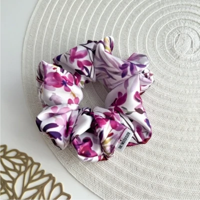 Lilac Blossom Satin Scrunchie