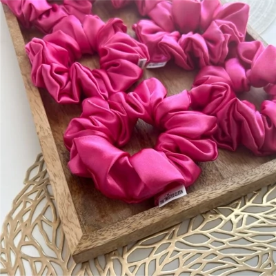 Cerise Pink Satin Scrunchie