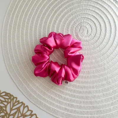 Cerise Pink Satin Scrunchie