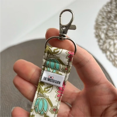 Pink Lotus Paisley Cotton Key Fob