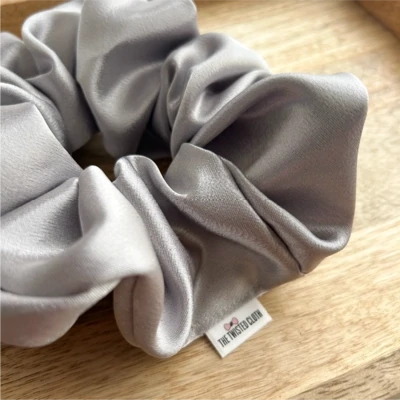 Xxl Silver Grey Satin Scrunchie