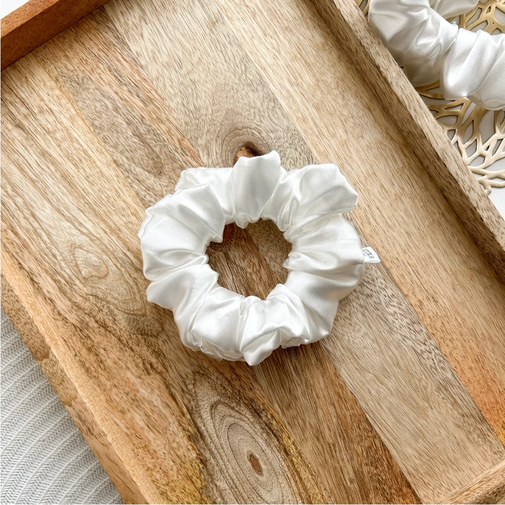 White Satin Scrunchie