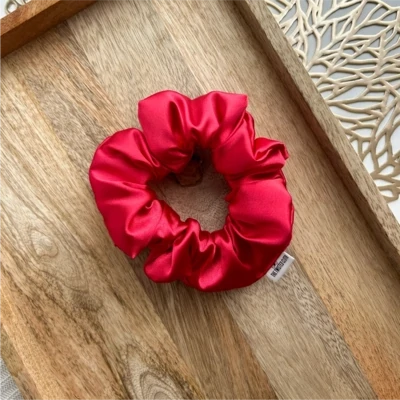 Rosy Red Satin Scrunchie