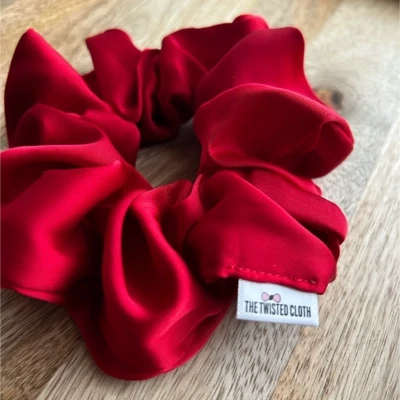 Deep Red Satin Scrunchie