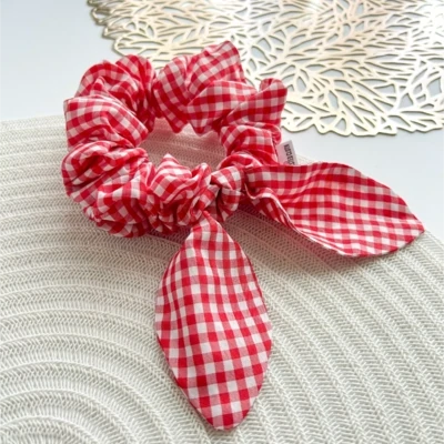 Red Gingham Bow Scrunchie