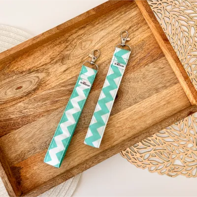 Chevron Mint Cotton Key Fob
