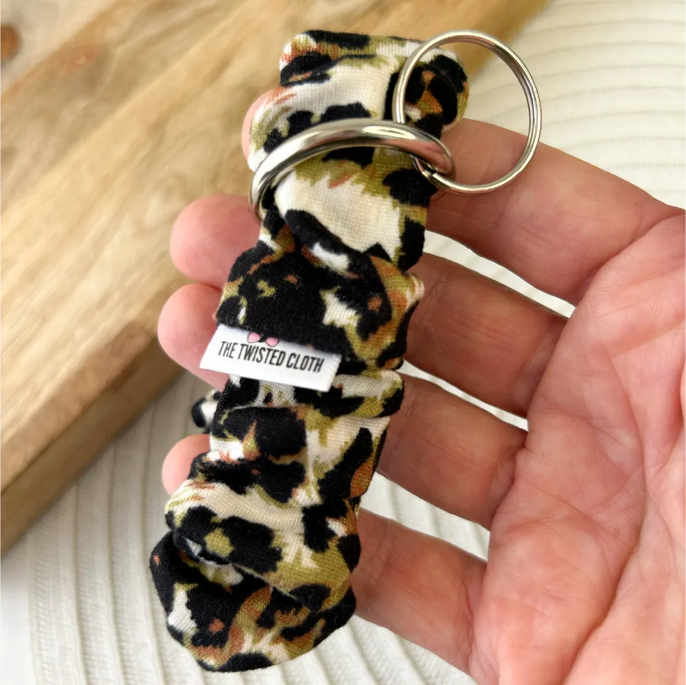 Olive Leopard Scrunchie Key Fob