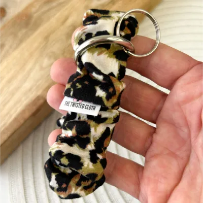 Olive Leopard Scrunchie Key Fob