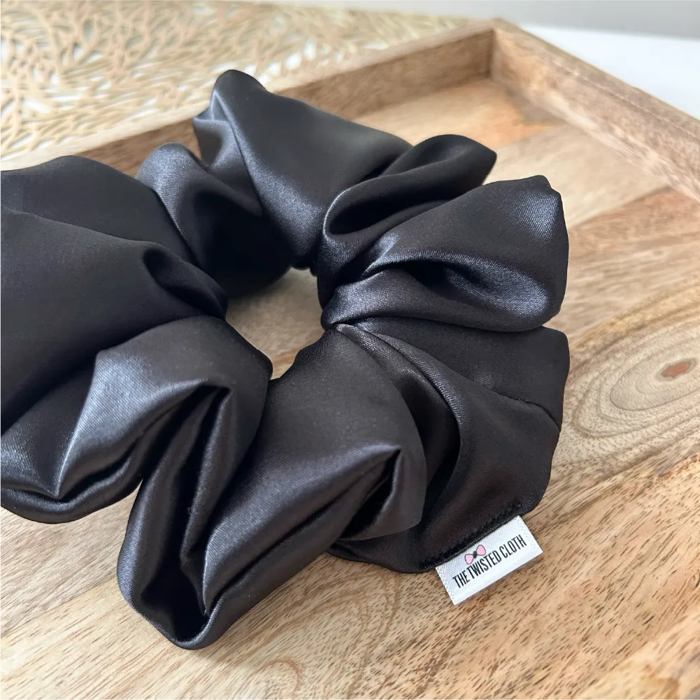 Black Xxl Satin Scrunchie