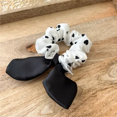 Small Black Hearts Bow Scrunchie