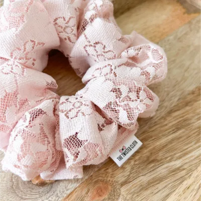Pale Pink Lace Scrunchie