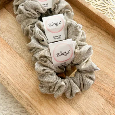 Silver Champagne Glitter Scrunchie
